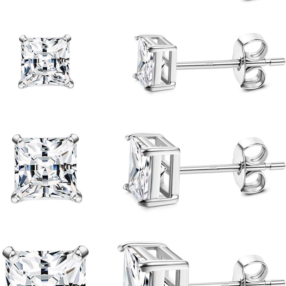 Cubic Zirconia Stud Earrings for Women Men | 18K Gold Plated Hypoallergenic Ster